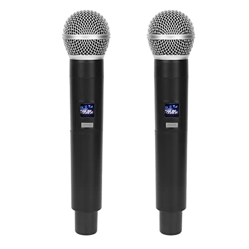 CCYLEZ Kabelloses Mikrofon, Schnurloses Dynamisches Handmikrofon Zum Singen von Karaoke, Professionelles Mikrofonsystem 1 für 2, Mehrzweckmikrofon für DJ-Heim von CCYLEZ
