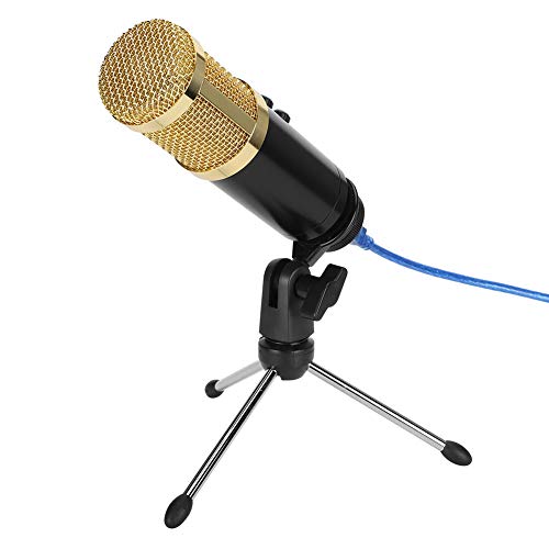 Kondensatormikrofon, USB-Mikrofon mit einstellbarem Winkel, hochempfindliches Mikrofon mit stabilem Stativ, Mehrzweck-Kondensatormikrofone für PC(Gold) von CCYLEZ