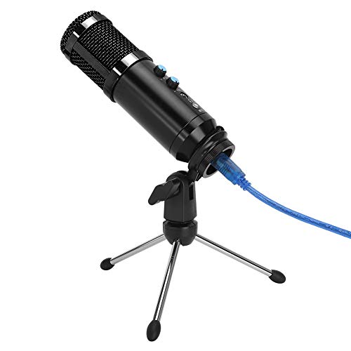 Kondensatormikrofon, USB-Mikrofon mit einstellbarem Winkel, hochempfindliches Mikrofon mit stabilem Stativ, Mehrzweck-Kondensatormikrofone für PC(schwarz) von CCYLEZ