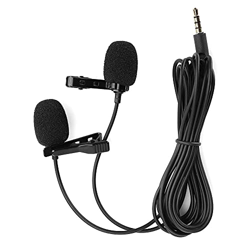 Lavalier Mikrofon, Lapel Mic Aufnahme Karaoke Handy Dual MIkrofone mit Klarer Aufnahme und Sprache, geeignet für Mobiltelefone, Kameras, Camcorder und Action Kameras von CCYLEZ