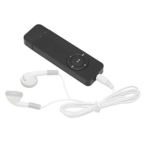 MP3 Player, USB MP3 Player Im Taschenformat mit 180 mAh Akku für Sportliches Laufen, Musikplayer mit Verlustfreiem Sound (Schwarz) von CCYLEZ