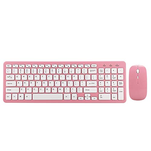 Maus- und Tastatur-Set, Kabellose Tastaturen, Gaming-Tastatur und -Maus, mit Einstellbarer 3-Geschwindigkeit, Micro-USB-Empfänger, für Büro, PC, Computer und Desktop(Rosa) von CCYLEZ