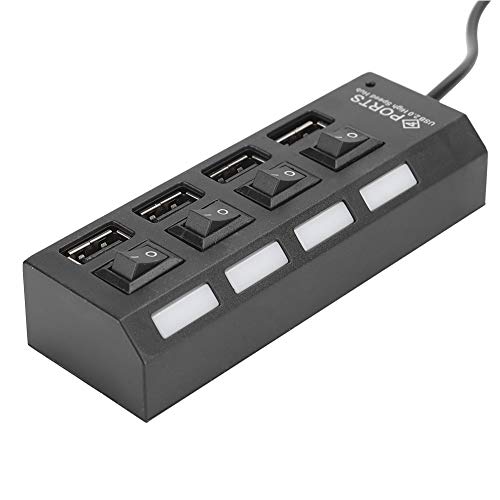 Multiport USB2.0 HUB,4 Ports USB Hub mit LED Anzeige, Plug and Play,480Mbps LED Anzeige Daten USB Hub,für Tastatur, Maus, Datenkabel, Kamera(Schwarz) von CCYLEZ