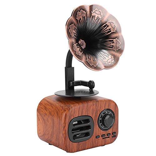 Neuartiger Retro-Bluetooth-Lautsprecher, tragbare 5-W-Vintage-Kunststofflautsprecher aus Holz Bluetooth 4.2 Plug-in-Kartenlautsprecher-Musikplayer(Nussbaum) von CCYLEZ