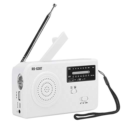 Notfallradio, Solarenergie Handkurbel Radio, Tragbares FM AM Radio, Multifunktion Solar Hand Crank Radio, 500 -mAh -Akku, mit Taschenlampe, 3 X AAA -Batterie (White) von CCYLEZ