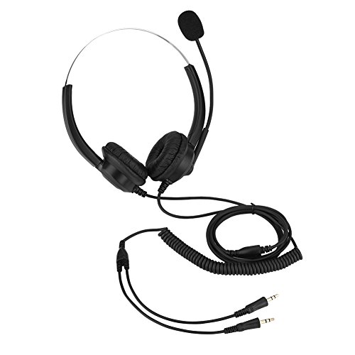 PC Call Center Headset, Computer Phone Kopfhörer dehnbarer Stirnband mit Geräuschunterdrückung MIkrofon, Verlustfreiem Sound, Kompatibel mit Computer, Telefon, Desktop Box(Dual 3.5 mm Stecker) von CCYLEZ