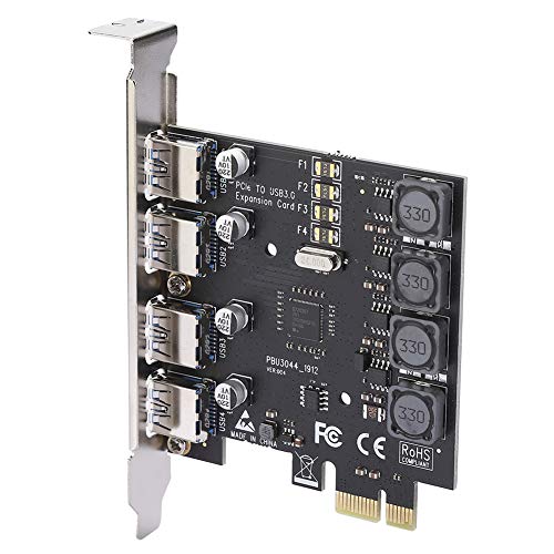 PCIE USB 3.0-Karte, USB 3.0 PCI-E 4-Port-Adapterkarte, 5000 MB/S Hochgeschwindigkeits-PCI-e-USB-Hub-Controller-Adapter für Windows-System von CCYLEZ
