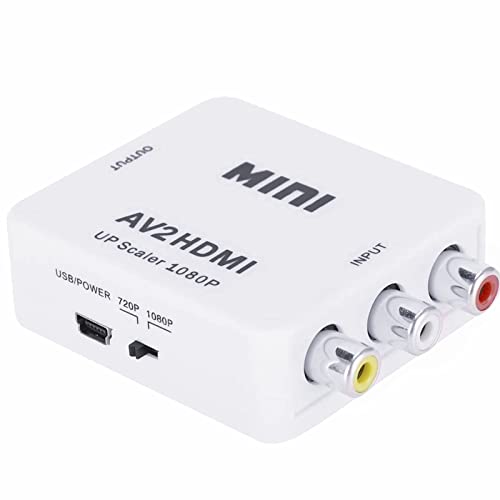 RCA auf HDMI KonverterMini Cinch zu HDMI AV2 Adapter ​Unterstützung 1080P PAL/NTSC mit Plug and Play, V zu HDMI Video Audio Konverter für PS4 PS3 TV STB VHS VCR Kamera DVD PC Laptop von CCYLEZ