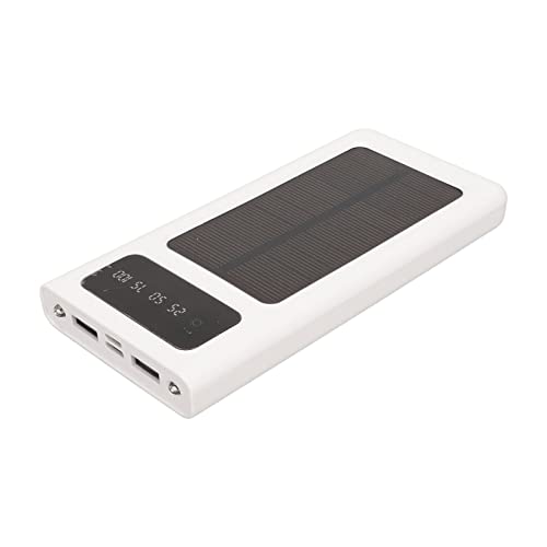 Solar-Powerbank, eingebauter 20.000 mAh Akku mit 2 x USB-Anschluss, USB-C-Anschluss, Micro-USB-Port, Solar-Telefon mit Taschenlampe, unterstützt Power-Display, Dual-Ausgangsanschlüsse (weiß) von CCYLEZ