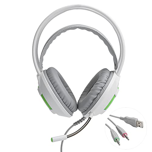 Stereo Kopfhörer mit Kabel,Over Ear Gaming Headset mit Hochempfindlichem Omnidirektionalem Mikrofon,tragbarer 3,5mm Kopfhörer für Smartphones/Kameras/Laptops(Weiß) von CCYLEZ