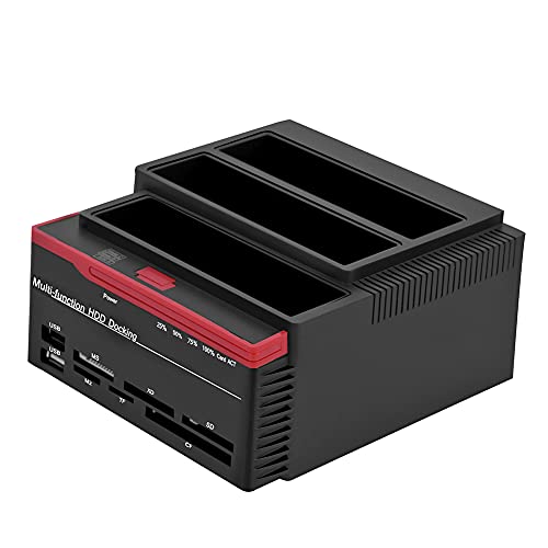 USB 3.0 Festplatten Dockingstation, 2,5-Zoll / 3,5-Zoll SATA Festplatten Dockingstation Offline Klon Hub Lesegerät, Dual Bay SATA und IDE Festplatten Dockingstation für Windows 2000 / XP(eu) von CCYLEZ