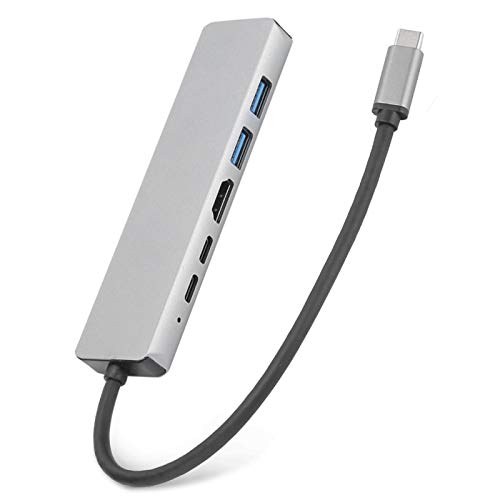 USB C Hub, 6-in-1-Dockingstation Typ C aus Aluminiumlegierung, USB Hub mit 4K für HDMI Videoausgang, 2xUSB3.0 Anschlüsse, 1000 Mbit/S Ethernet und 2 USB C PD Ladeanschlüsse von CCYLEZ
