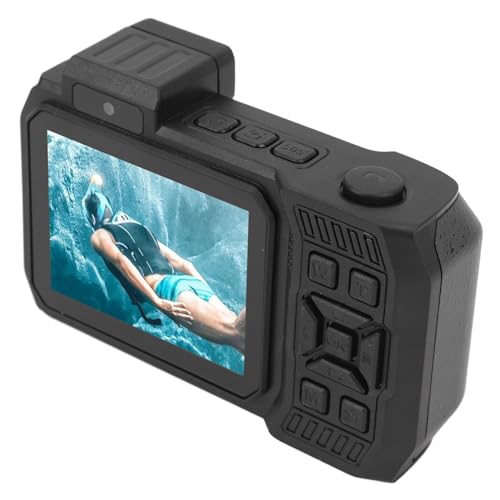 Unterwasserkamera, Dual Screen Kamera Wasserdicht, 65 MP Kamera Autofokus, 18 Fach Digitalzoom Kamera 2,88 Zoll 1,44 Zoll. SOS-Taschenlampe mit Einer Taste (Black) von CCYLEZ