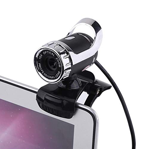 Webcam mit Mikrofon für Computer, HD USB Clip on Stand Computerkamera mit Mikrofon, Flexible, automatische Farbkorrektur, Plug & Play, PC Webcam für Videoanrufe, breit kompatibel (Silber) von CCYLEZ