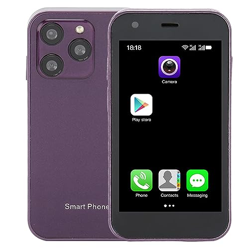 XS15 3G Smartphone, 3 Zoll WiFi 2 GB RAM 16 GB ROM Dual SIM Kleines Süßes Telefon mit 3D-Glas Schlanke HD-Kamera WiFi Taschenhandy für (Lila) von CCYLEZ