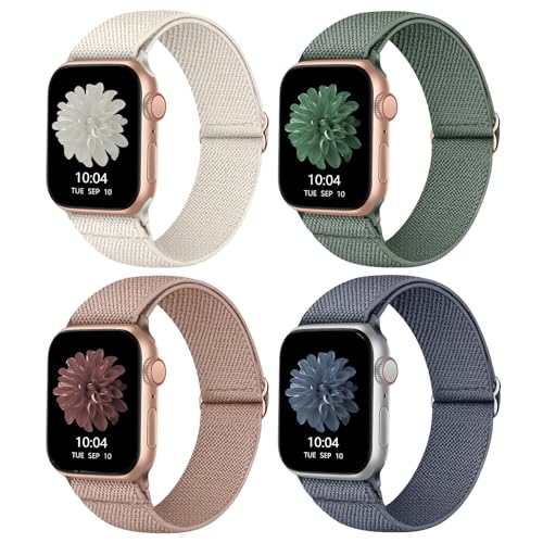 CCnutri Elastisches Nylon Loop Armband Kompatibel mit Apple Watch 38mm 40mm 41mm 42mm 44mm 45mm 46mm 49mm, Stoff Geflochten Sport Band Damen Herren für iWatch SE Serie 10 9 8 7 6 5 4 3 2 1, 4 Stück CCnutri Elastisches Nylon Loop Armband Kompatibel mit Apple Watch 38mm 40mm 41mm 42mm 44mm 45mm 46mm 49mm, Stoff Geflochten Sport Band Damen Herren für iWatch SE Serie 10 9 8 7 6 5 4 3 2 1, 4 Stück von CCnutri