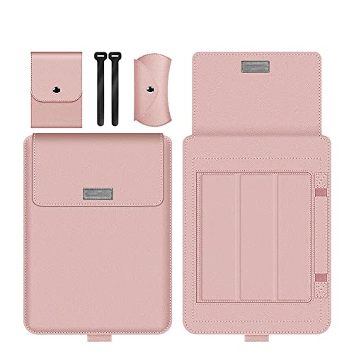 CEAeis Universelle multifunktionale wasserdichte Notebook-Tasche, Laptop-Hülle mit verstellbarem Ständer, 3-in-1-Ständer, Faltbare Leder-Laptop-Hülle (13/14in,Pink) von CEAeis