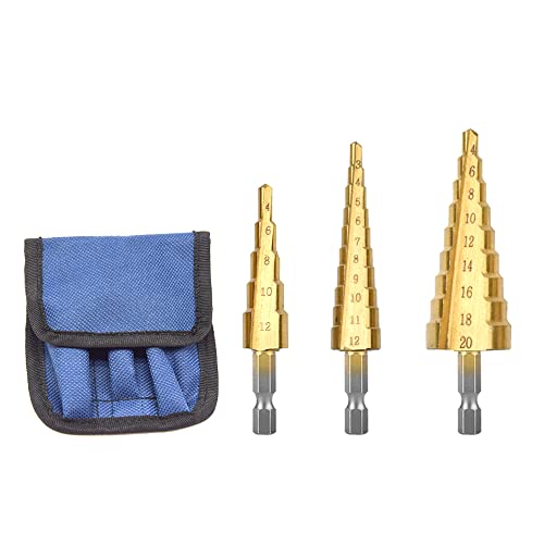 CEEYSEE 3 Stücke Hex Shank Stufenbohrer Set HSS Titanbeschichtete Konusbohrer Schälbohrer für Metall, Holz, Kunststoffe, DIY Kegelbohrer 3-12mm/4-12mm/4-20mm CEEYSEE 3 Stücke Hex Shank Stufenbohrer Set HSS Titanbeschichtete Konusbohrer Schälbohrer für Metall, Holz, Kunststoffe, DIY Kegelbohrer 3-12mm/4-12mm/4-20mm von CEEYSEE