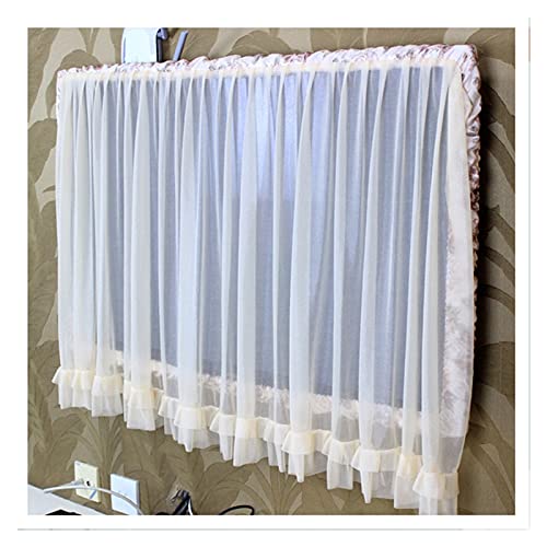 Tv Abdeckung,Outdoor Tv Abdeckung Gaze Vorhang TV-Abdeckung Schönheit Garn Verdickung Bildschirmrahmen Set mit elastischem staubdichtem Kreis (Color : White, Size : 50 58 inch) von CEFPOD
