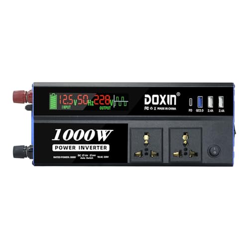 CEKGDB Modifizierter Wechselrichter, 500 W, 1000 W, 12 V DC/24 V DC auf 220 V Wechselstrom, mit 2 USB-Anschlüssen, PD 22 W QC 18 W Schnellladung (500 W) von CEKGDB
