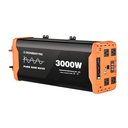 CEKGDB Reiner Sinuswellen-Wechselrichter, 1500 W, 2000 W, 2500 W, 3000 W, 12 V DC/24 V DC auf 220 V Wechselstrom, mit WLAN, intelligentes LCD-Display (optional). Doppelventilatoren (3000 W) von CEKGDB