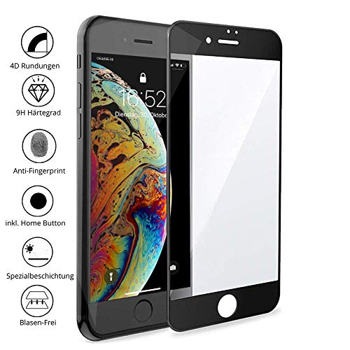 CELLBEE Panzergläs Kompatibel Mit iPhone 7 8 SE Panzerglasfolie, Curved inkl. Applikator, Panzerfolie Staubfrei Sensor, Home Button, Premium, Full Cover 4D Schutzfolie, Displayschutz Schwarz von CELLBEE