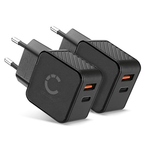 2XCELLONIC USB C Ladegerät 20W, 2 Port Ladegerät USB Netzteile Schnellladegerät,Ladeadapter für iPhone 15, 14, Samsung 23, Huawei, Xiaomi, Handy, Smartphone, Tablet, Lautsprecher, kopfhörer UVM von CELLONIC