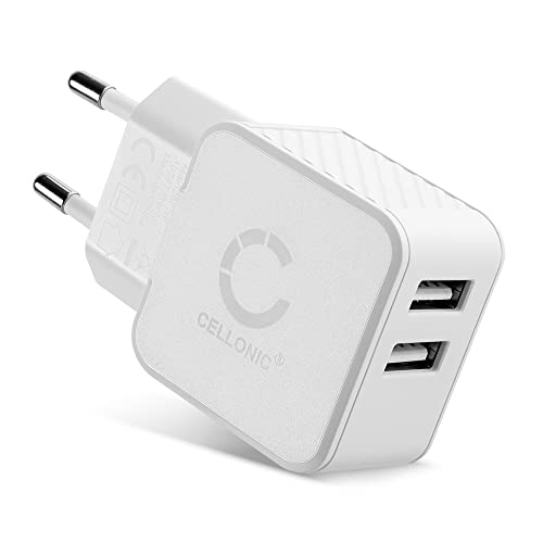 CELLONIC® 2 Fach Universal USB Ladegerät für iPhone 15, iPhone 14, Samsung 23, Huawei, Xiaomi, Tablet, Smartphone, Powerbank, Smartwatch, Tablet UVM mit 17W - 3.4A Schnellladegerät Mehrfachstecker von CELLONIC