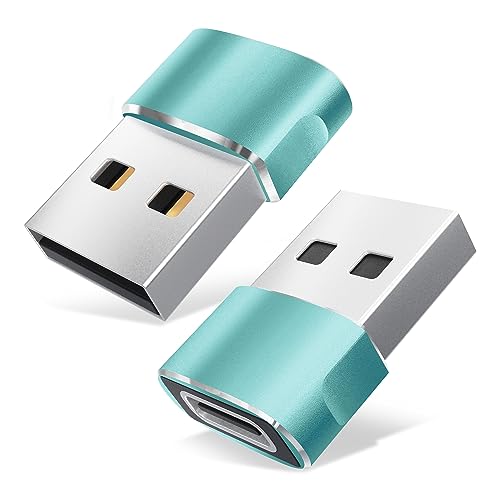 CELLONIC® 2 x USB-C auf USB-A-Adapter – USB-C-Buchse auf USB-A-Stecker Konverter Twin-Pack–Connector zum Laden & für schnelle Datenübertragung für iPhone, iPad, Galaxy, Telefon, Tablet, Laptop – grün von CELLONIC