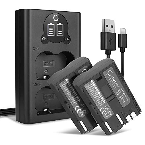 CELLONIC, Akku für Kamera, kompatibel mit Canon BP-511, EOS 50D, 5D, 300D, D60, 20D (7.4V, 1600mAh) 2 Stück + Dual Ladegerät von CELLONIC