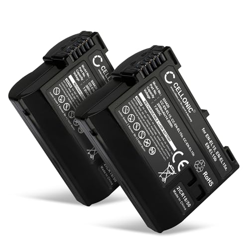 CELLONIC, Akku für Kamera, kompatibel mit Nikon EN-EL15c, EN-EL15, D750, D850, D500, D7500 (7.0V, 2000mAh) 2 Stück von CELLONIC