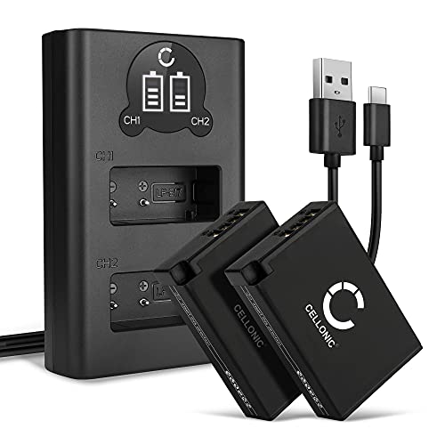 CELLONIC, Akku für Kamera, kompatibel mit Canon EOS 200D, M5, LP-E17, R50, 750D, R100, RP (7.4V, 950mAh) 2 Stück + Dual Ladegerät von CELLONIC