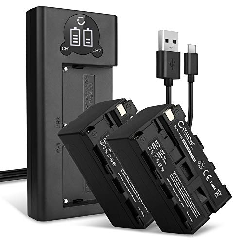 CELLONIC 2X Akku NP-F970 NP-F960 NP-F570 NP-F770 kompatibel mit Sony NX100 NX5 HXR-MC2500 MC2000 VX2100 VX2000 HDR-FX1 FX7 DSR-PD170 PD150 TRV900 4400mAh + Dual Ladegerät BC-VM50 Ersatzakku Batterie von CELLONIC