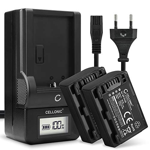 CELLONIC, Akku für Kamera, kompatibel mit Sony NP-FH50, NP-FH60, DCR-SR35, DCR-SX30 (7.4V, 700mAh) 2 Stück + Ladegerät von CELLONIC