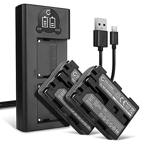 CELLONIC, Akku für Kamera kompatibel mit Sony NP-FM500H, Alpha SLT-A58 (α58) (7.4V, 1600mAh) 2 Stück + Dual Ladegerät von CELLONIC
