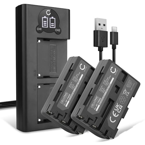 CELLONIC, Akku für Kamera kompatibel mit Sony NP-FM50, Cyber-Shot NP-FM30 (7.4V, 1600mAh) 2 Stück + Dual Ladegerät von CELLONIC