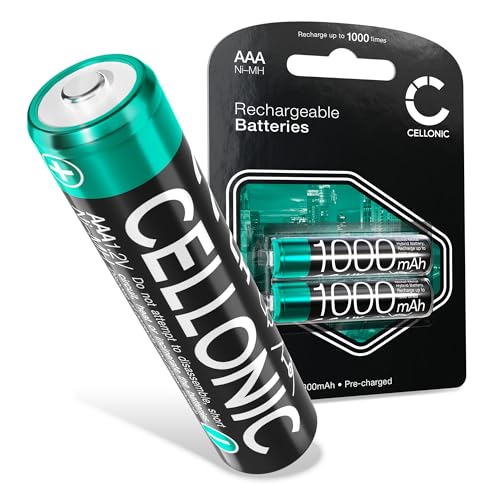 CELLONIC® 2x 1000mAh Wiederaufladbare AAA Batterien für Fernbedienung Taschenlampe - lange Laufzeit, viele Ladezyklen - aufladbare Akku-Batterien Telefon Babyphone Controller - AAA Micro R03 LR03 NiMH von CELLONIC