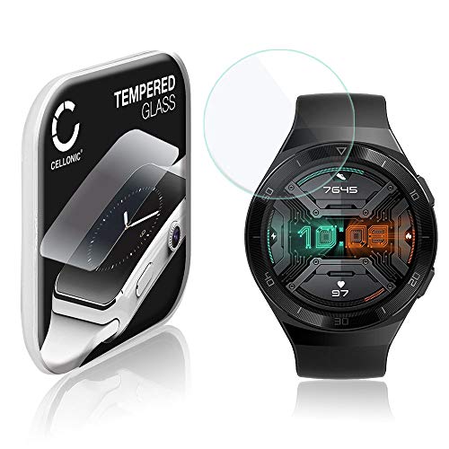CELLONIC® 9H Display Schutzglas für Huawei Watch GT2e Smartwatch, 2.5D Full Glue Screen Protector Glass, Fitness Tracker Displayschutz Glas Transparent Schutzfolie von CELLONIC