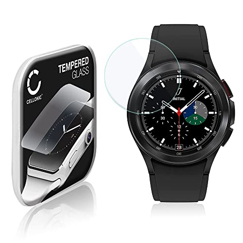 CELLONIC® 9H Display Schutzglas für Samsung Galaxy Watch 4 Classic - 42mm (SM-R880) Smartwatch, 2.5D Full Glue Screen Protector Glass, Fitness Tracker Displayschutz Glas Transparent Schutzfolie von CELLONIC