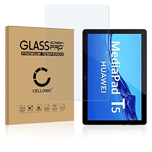 CELLONIC 9H Display Schutzglas kompatibel mit Huawei MediaPad T5 2018 (AGS2-W09) Displayglas 2.5D, Full Glue Screen Protector Glass Transparent, Tablet Schutzfolie Displayschutz Glas Folie von CELLONIC