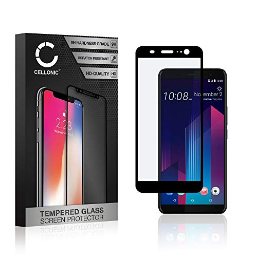 CELLONIC Displayschutzglas kompatibel mit HTC U11 Plus (3D Full Cover 9H 0.33mm Full Glue) Glas schwarz Displayschutz Schutzglas Tempered Glass von CELLONIC