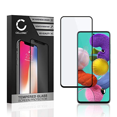 CELLONIC® Displayschutzglas kompatibel mit Samsung Galaxy A51 (SM-A515) (3D Full Cover 9H 0,33mm Full Glue) Glas schwarz Displayschutz Schutzglas Tempered Glass von CELLONIC