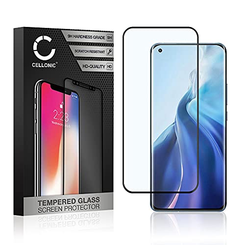 CELLONIC® Displayschutzglas kompatibel mit Xiaomi Mi 11 (3D Case-friendly 9H 0,33mm Full Glue) Glas schwarz Displayschutz Schutzglas Tempered Glass von CELLONIC