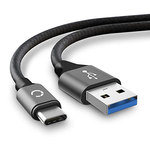 CELLONIC® IFC-100U IFC-400U USB Kabel 2m kompatibel mit Canon EOS 1D X III EOS M6 II EOS R Ra RP PowerShot G5 X II G7 X III Ladekabel USB C Type C auf USB A 3.0 Datenkabel 3A grau Nylon von CELLONIC