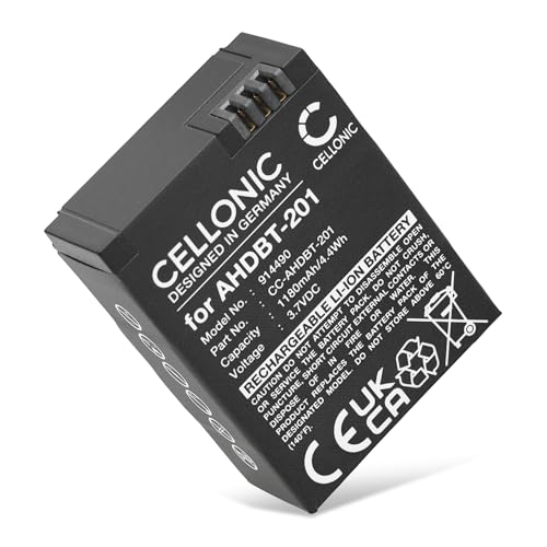 CELLONIC, Akku für Kamera, kompatibel mit GoPro Hero 3 Silver, 3 White, AHDBT-201, 3 (3.7V, 1180mAh) von CELLONIC