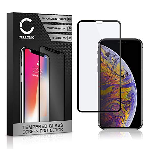 CELLONIC® Panzerglasfolie kompatibel mit iPhone Xs Max (3D Full Cover 9H 0.33mm Full Glue) Glas schwarz Displayschutz Schutzglas Tempered Glass von CELLONIC