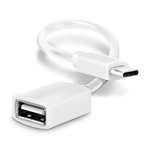 CELLONIC OTG Kabel für Samsung Galaxy S22, S21, S20, S10, S9, A52, A51, A50, A22, A12 - Handy On The Go Adapter USB C Type C Stecker auf USB A Buchse, Host Anschluss Adapterkabel PVC Weiß von CELLONIC