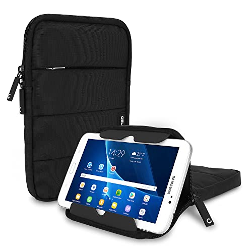 CELLONIC® Universal Tablethülle 8 Zoll - Anti-Shock Bubble Hülle, Standfunktion, Reißverschluss Zubehörfach - eBook eReader Tablet Tasche gepolstert - Tablettasche Nylon schwarz Sleeve Case Cover Etui von CELLONIC