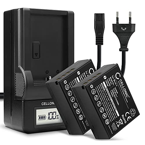 CELLONIC, Akku für Kamera, kompatibel mit Olympus BLH-1, OM-D E-M1 Mark II, III, E-M1X (7.4V, 2250mAh) 2 Stück + Ladegerät von CELLONIC