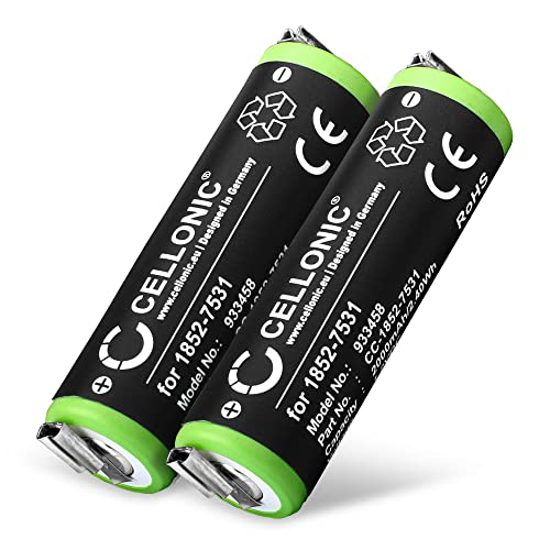 CELLONIC 2X 1852-7531 Ersatz Akku für Moser ChroMini Pro (1591) / Easy Style 1881 / Tondeo Eco-XS/Wella Contura - HS40 Ersatzakku 2000mAh - Rasierer Batterie Zahnbürste von CELLONIC